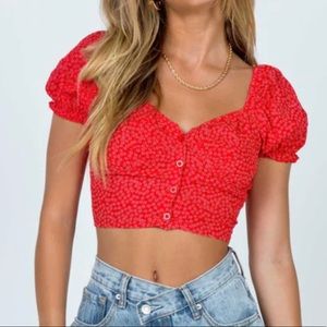 PRINCESS POLLY RED LAURA TOP SIZE 2